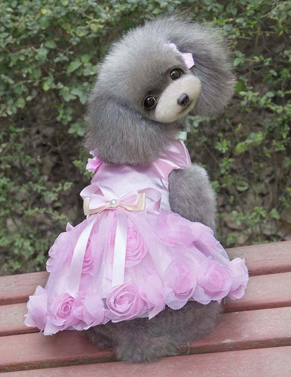 Dog Dresses Puppy Wedding Dress Female Dogs Wedding Costume Girl Dogs Rose Dress for Doggy Teddy Chihuahua Pet Princess Clothing
