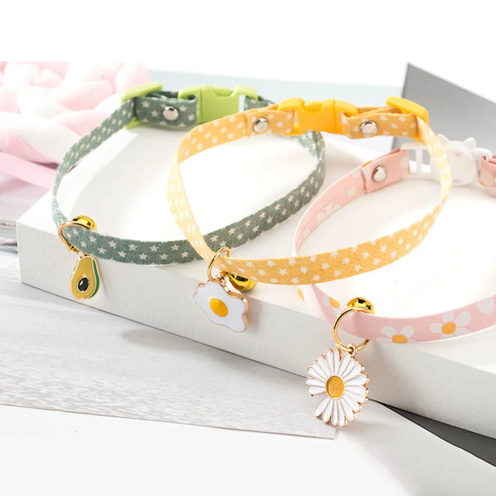 Pet Supplies Accessories for Cats Adjustable Cat Necklace for Kitten Puppy Small Dog Cat Breakaway Bell Collar with Cute Pendant