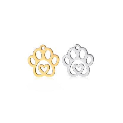 5Pcs/Lot Stainless Steel Cat Dog Claw Charms Cute Animal Claw Love Pendant For DIY Bracelet Necklaces Jewelry Making Accessories