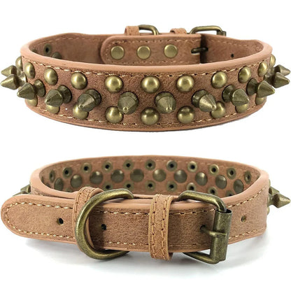 Spiked Dog Collar Mushroom Rivet PU Leather Dog Collars Adjustable Spike Studded Pet Collar for Pitbull Mastiff Husky Rottweiler