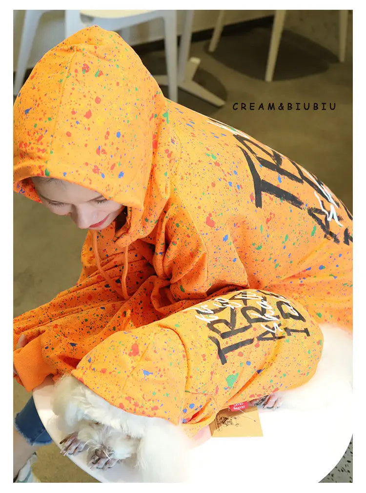 Dog Hoodie Dog Costume Pet Clothes Dog Clothes for Small Dogs Spring and Autumn Parent-child Wear Keep Warm Embroidery