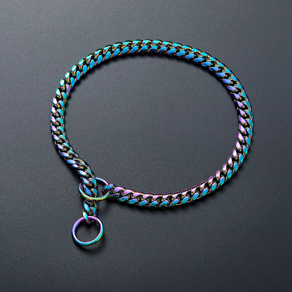 Gold Chain Dog Collar 10mm Fashion Dog Cuban Link Pet Gold Necklace Metal Puppy Jewelry Bulldog P Chain Pet Training Slip Collar