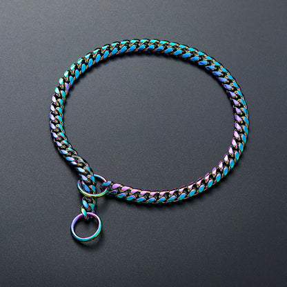 Gold Chain Dog Collar 10mm Fashion Dog Cuban Link Pet Gold Necklace Metal Puppy Jewelry Bulldog P Chain Pet Training Slip Collar