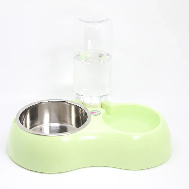 Dual Port Dog Automatic Water Dispenser Feeder Utensils Bowl Cat Drinking Fountain Food Dish Pet Bowl Raised Stand Dish Bowls