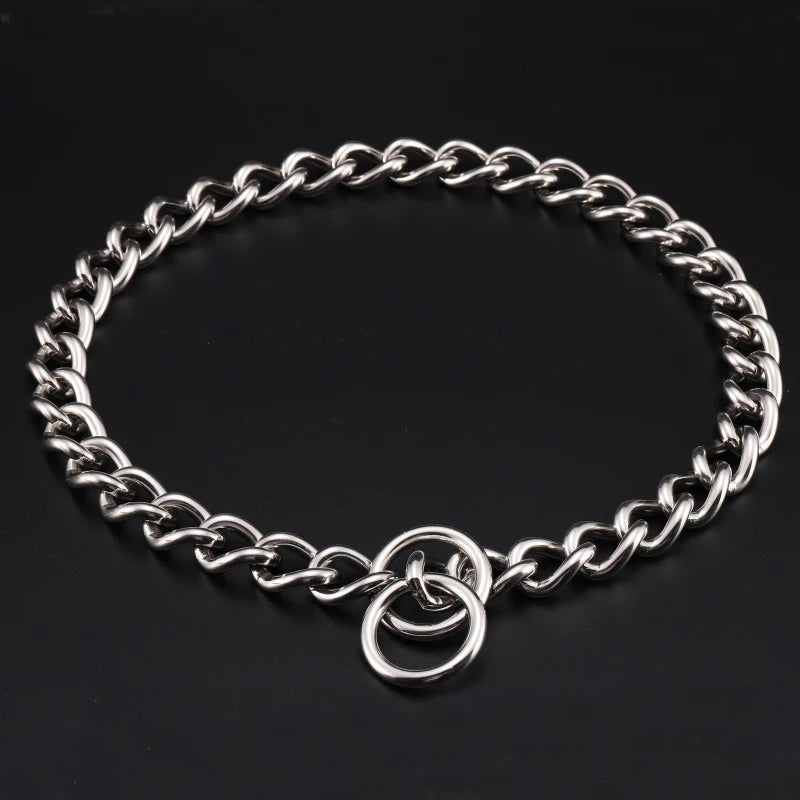 Durable Silver Dog Chain Collar Stainless Steel Choke Cuban Link Necklace Pet Training Collar for Small Medium Large Dogs Pitbul