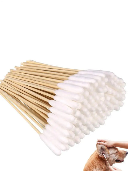 100pcs Pet Dog Ear Cleaner Cotton Buds Dog Ear Cleaner Cotton Swab Sticks Swab Sticks For Cat Pets Cleaning Supplies