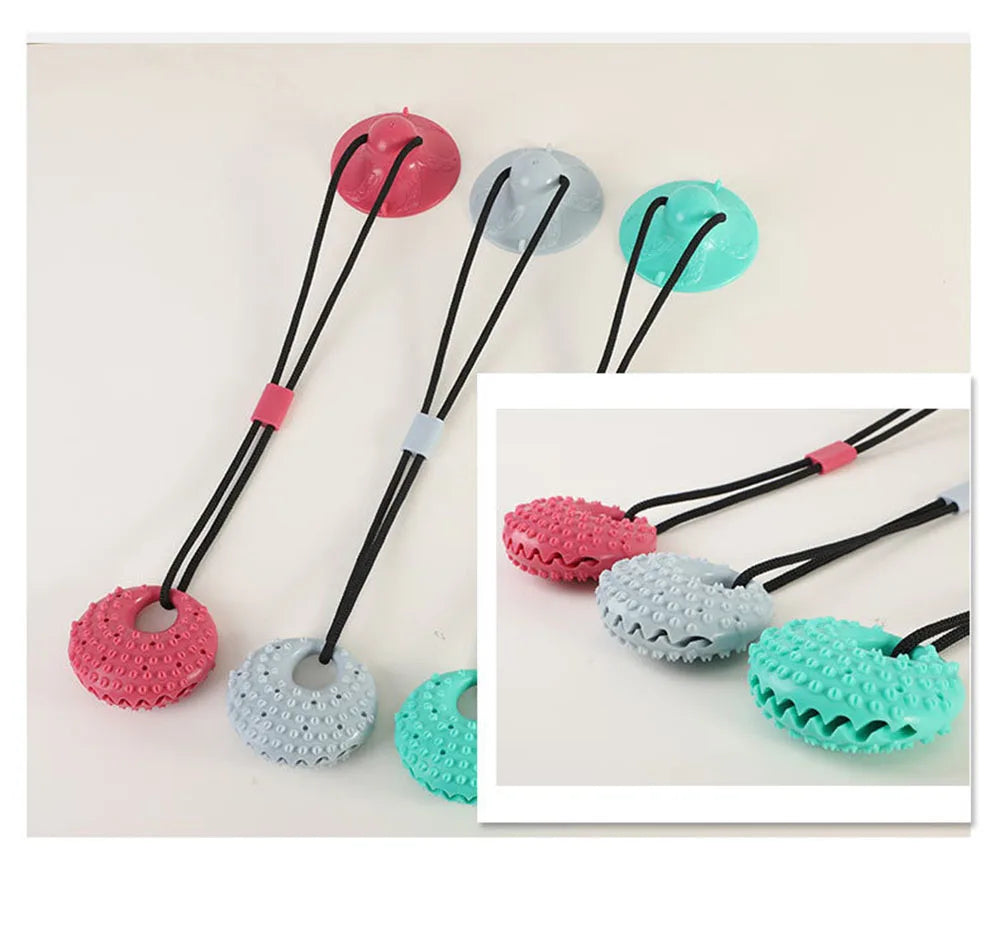 Dog Chew Toy with Suction Cup for Aggressive Chewer Puppy Training Treats Food Dispensing Toothbrush Pet Dog Teeth Cleaning Toys