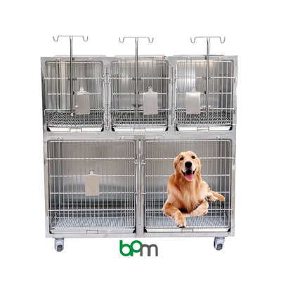 BPM-KC4V Animal Cages with Wheels Movable Dog Cat Used ICU Stainless Steel Veterinary Cage