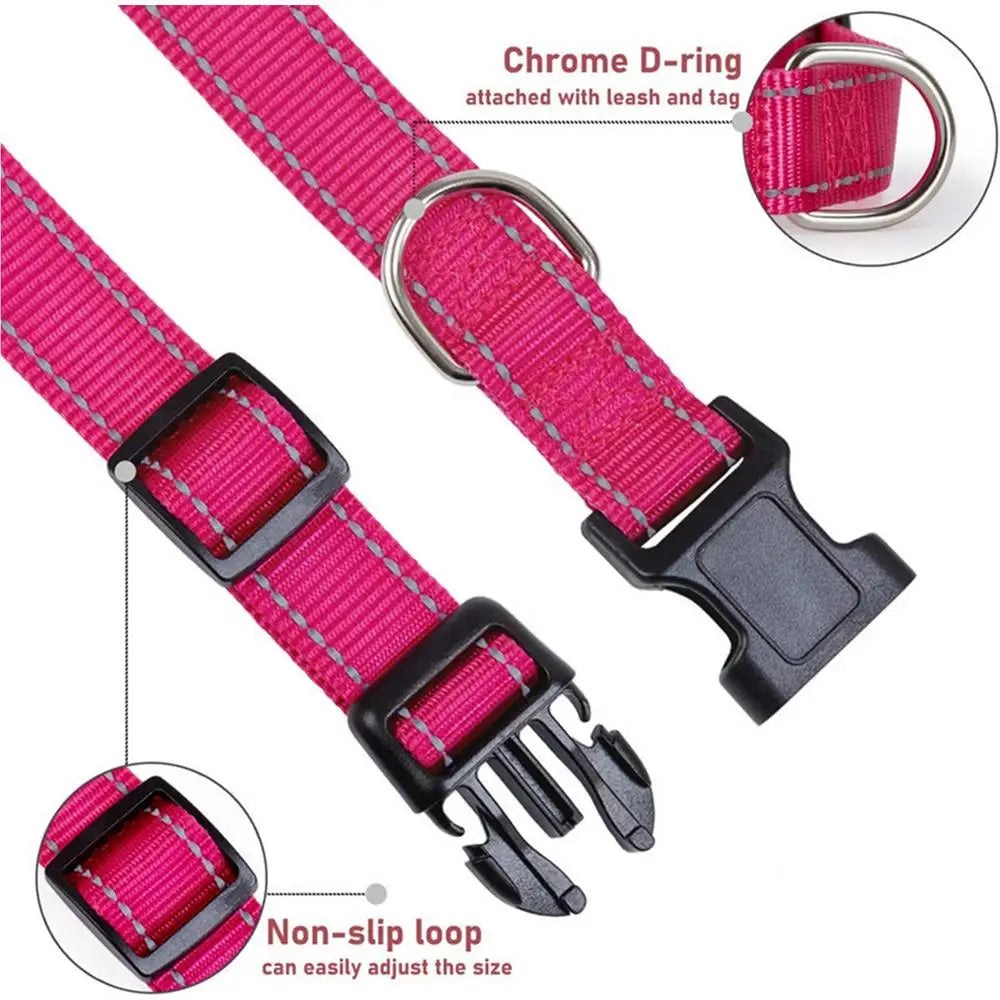 Reflective Dog Collar Adjustable Cat Collar Safety Nylon Pet Collar Durable Comfortable Reflective Pet Collar Pet Supplies