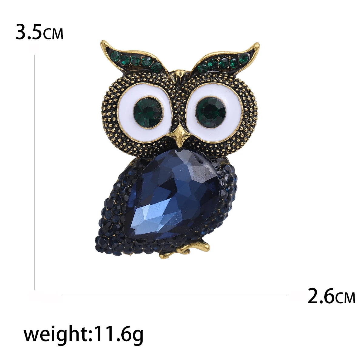 Rhinestone Owl Brooch for Women Unisex Glass Animal Pin Bird Lapel Pins Banquet Party Backpack Gifts Jewelry Accessories