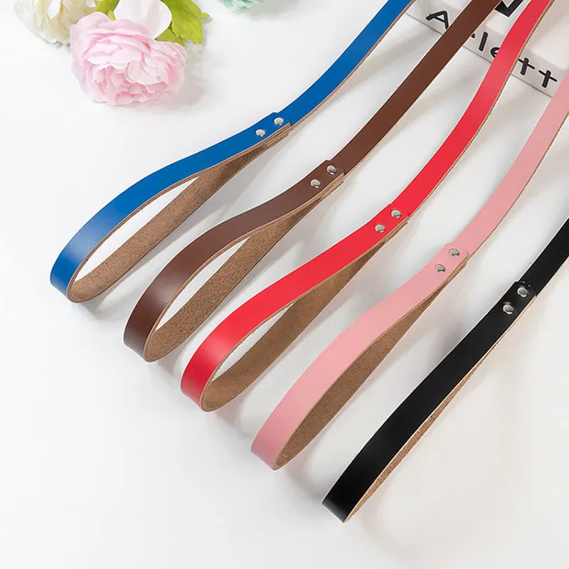 Adjustable Dog Collars Genuine Leather Pet Dog Collar Leash Lead For Small Medium Large Dogs Bulldog Pugs Beagle Dogs Supplies