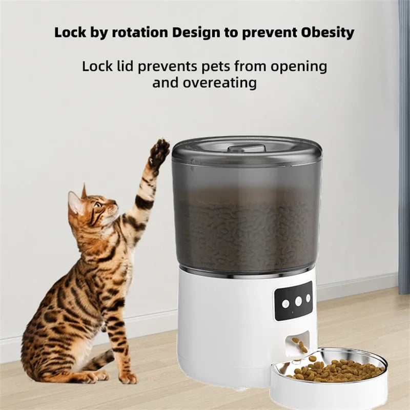 Automatic Pet Feeder 4L Capacity Smart Timer Tuya Control Food Dispenser with Stainless Steel Bowl Dogs Cats Feeding Supplies