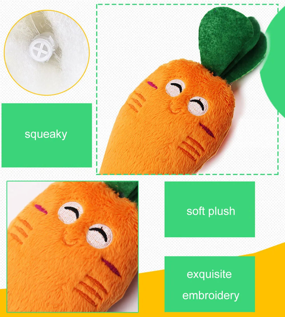 Puppy Dog Plush Squeaky Toy for Small Medium Dogs Cute Bone Carrot Toy for Aggressive Chewers Pet Cat Products Puppy Accessories