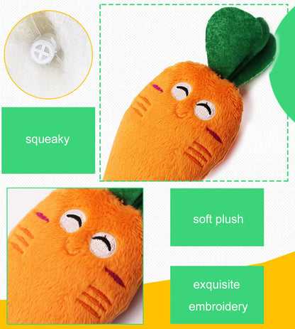 Puppy Dog Plush Squeaky Toy for Small Medium Dogs Cute Bone Carrot Toy for Aggressive Chewers Pet Cat Products Puppy Accessories