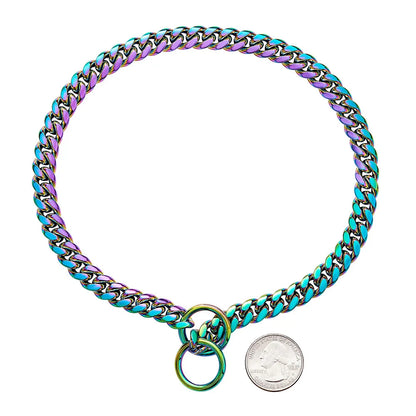 Gold Chain Dog Collar 10mm Fashion Dog Cuban Link Pet Gold Necklace Metal Puppy Jewelry Bulldog P Chain Pet Training Slip Collar