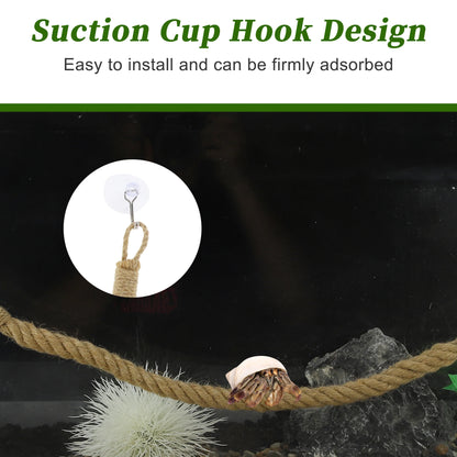 UXCELL Reptile Climbings Jute Ropes Hermit Climbing Rope Ladder Trapez With Suction Cup for Tank Terrarium Accessories