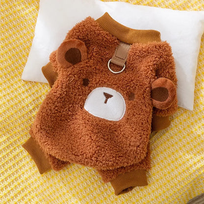 Four Legs Cartoon Chihuahua Dog Clothes Soft Fleece Outdoor Cat Clothing Designer Overalls Unisex Sweatshirt for Small Puppy