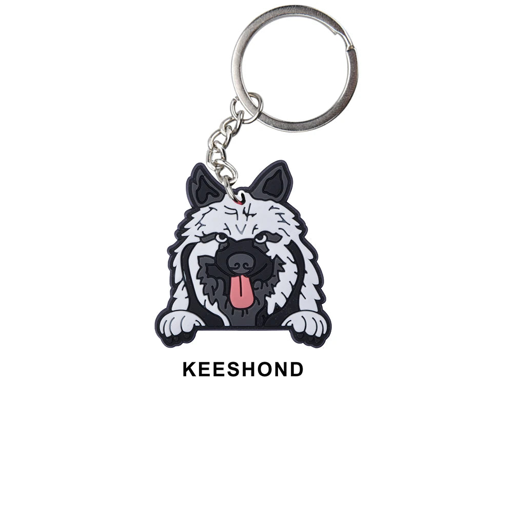 Cartoon Cool Dogs Keychains Bulldog English Springerspaniel Keyrings Maltese Greyhound Key Chains Husky Keeshond Key Rings Gifts