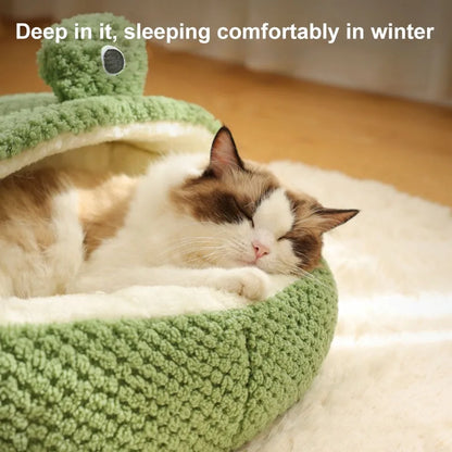 Pet Bed Cat Dog Nest Winter Warm Plush Round Cartoon Frog Deep Sleep Bag Comfort Soft Puppy Dog Bed Warm Cat Basket