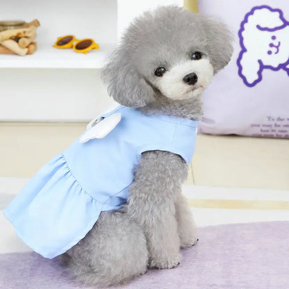 Angel Wings Girls Dog Dress Cat Sundress Puppy Skirt Cute Princess Dress Spring Summer Clothes for Small Dogs Yorkies Chihuahua