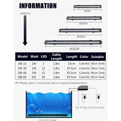 Fish Tank LED Bubble Light Colorful Light With Aquarium Remote Control Color Changing Bubble Light LED Diving Light Fish Tank