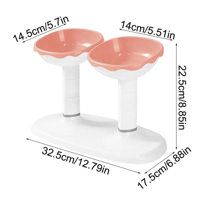 Cat Dishes For Food And Water Height Adjustable Pets Water And Food Bowl Set Large Capacity Cat Food Feeder And Waterer Set For