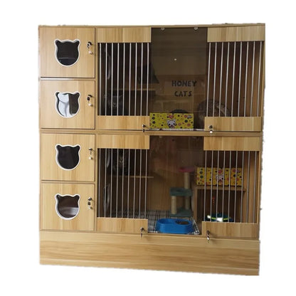 Wooden And Steel Pet Cat Display Cages Fence With Scratching post