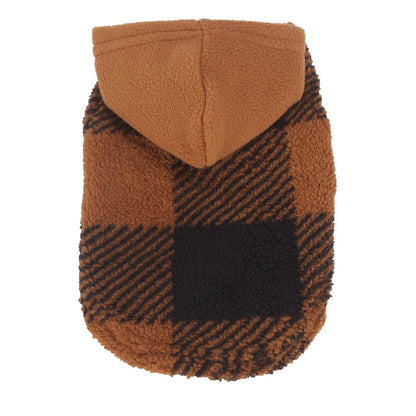 Plaid Dog Hoodie Christmas Pet Clothes Fleece Sweater with Leash Hole for Small Medium Dogs, Soft Winter Warm Dog Sweatshirt