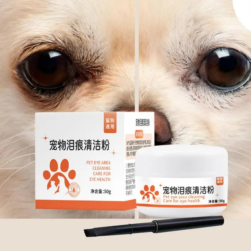 Dog Eye Tear Stain Powder 50g Mild Tear Stain Remover With Brush Pet Eye Cleaning Dogs Cats Health Supplies For Pet Shelter Home