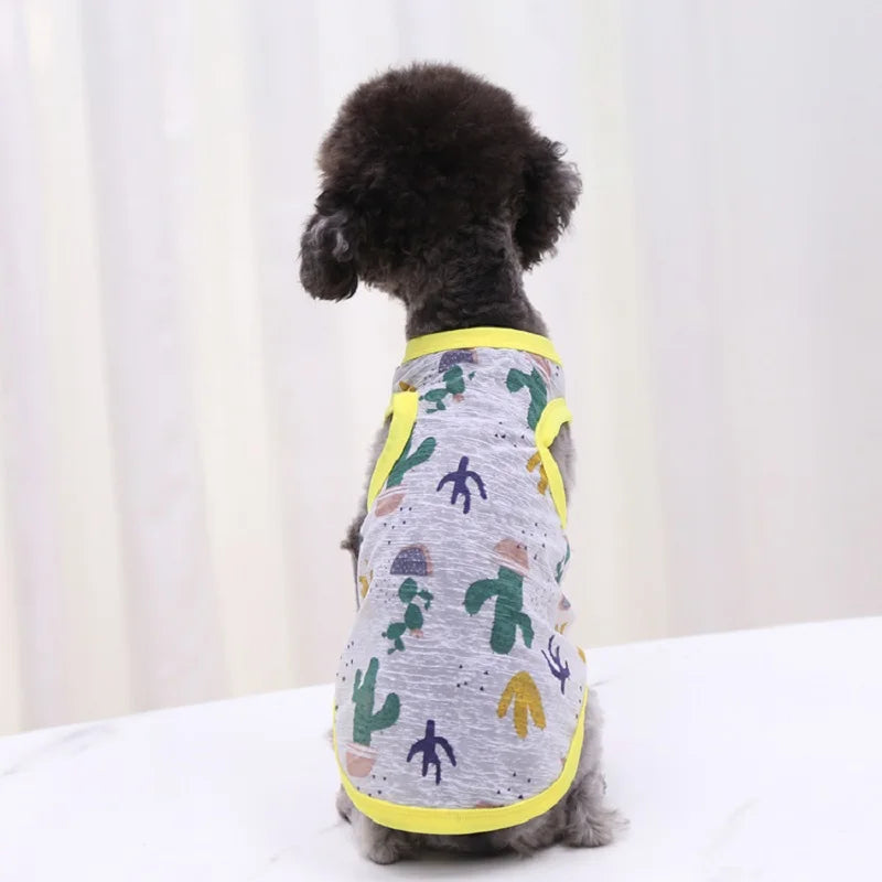 Cute Thin Summer Dog Vest Bear Print Dog Clothes Puppy Costume Chihuahua Bichon Sunscreen Cat Dog Cooling Vest Grils Dog T-Shirt