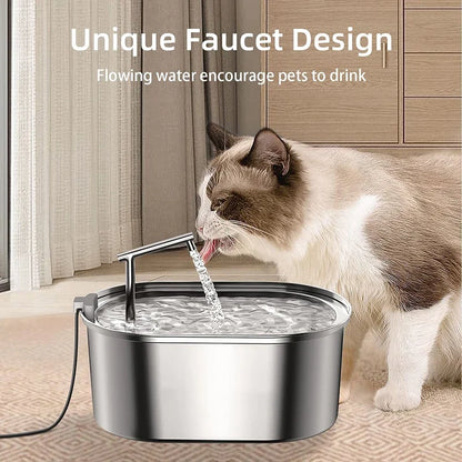 Stainless Steel Cat Water Fountain Automatic Pet Drinker Drinking Fountain For Cats Dogs Drinking Bowl with Replaceable Filter