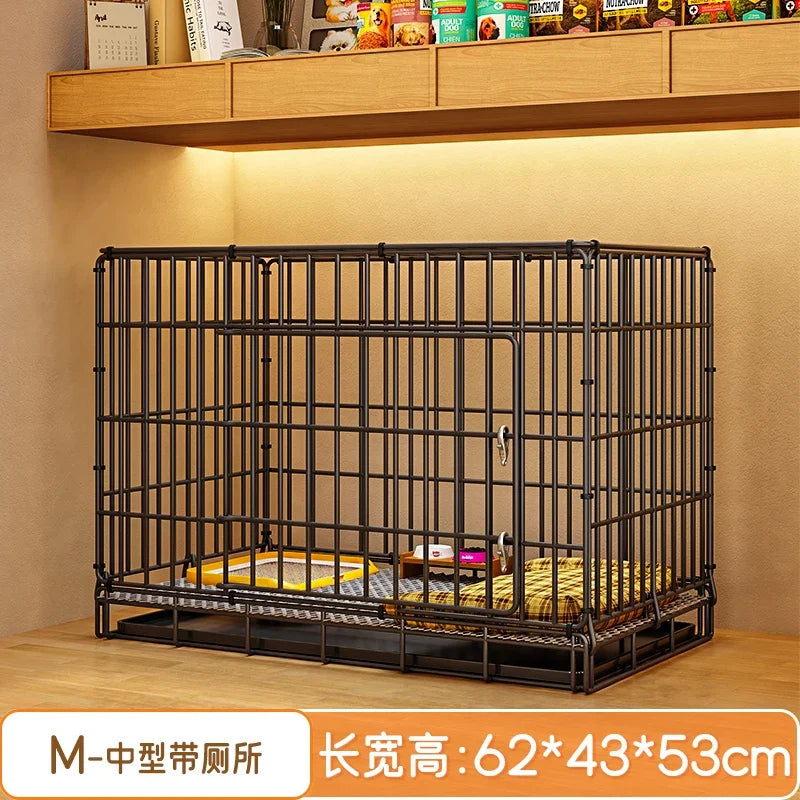 Dog Cage Small Dog Indoor Folding with Toilet Teddy Bigbear Medium Dog Corgi Border Pet Kennel