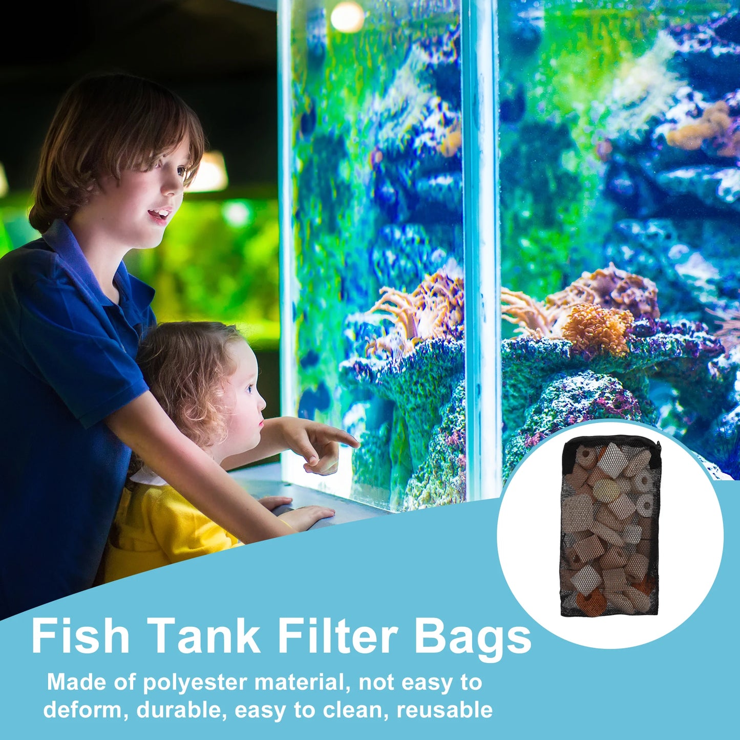 UXCELL Aquarium Filter Media Bags Fine Zipper Mesh Filter Bags for Fresh Saltwater Tanks Reusable Fish Tank Filter