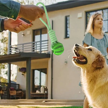 Durable Dog Rope Toys Ball on Rope, Tug of War Dog Toy Interactive Exercise Reward Toy for Medium Small Dogs,Rubber Dog Chew Toy