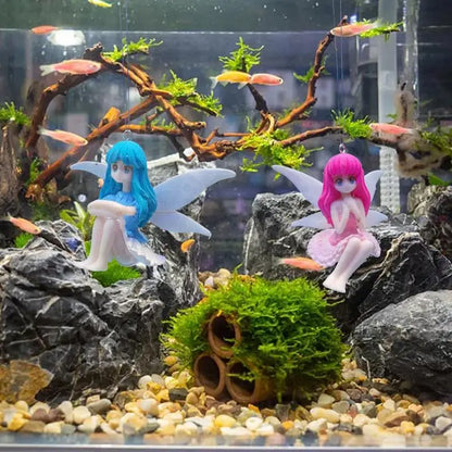 Small Fairy Figurines Small Cute Little Fairy Fish Tank Floating Ornament Landscaping Pendants Small Fairy Figurines With Wing