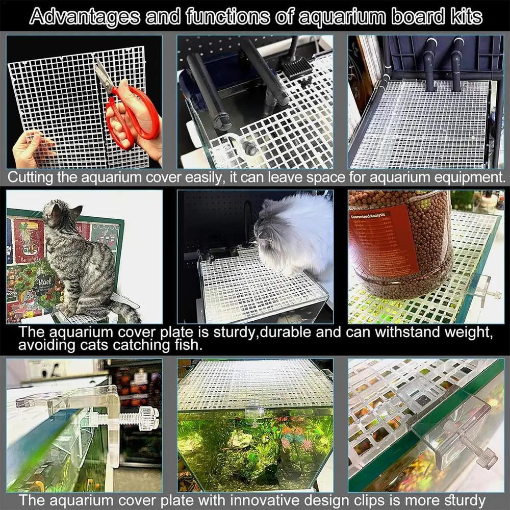Fish Tank Lid 4pcs Multifunctional Aquarium Cover Lid Turtle Basking Area Aquarium Filter Plate Anti-Jumping Terrarium Lid