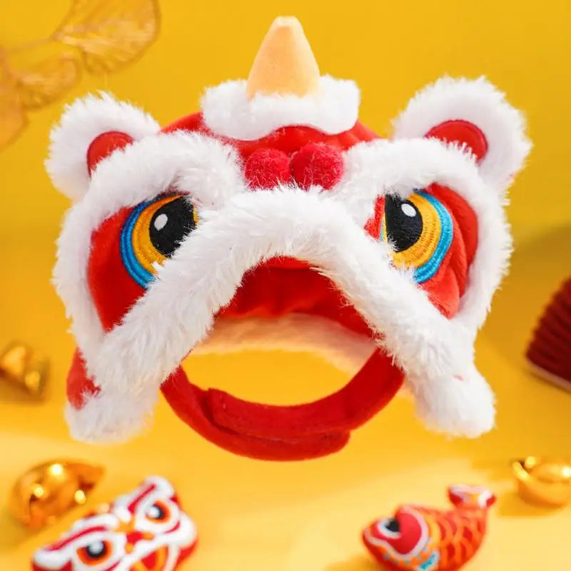 Small Dog Hat Cute Cat Costumes Dance Lion Pet Cat Soft Warm Lion Dance Clothes Small Pet Headwear Pet lion dance hat