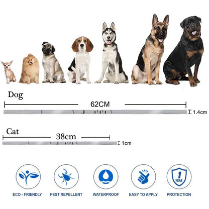 Adjustable Pet Flea and Tick Collar for Dogs 8 Months Prevention Cat Dog Collar Anti-Mosquito Insect Pest Repellent Pet Supplies