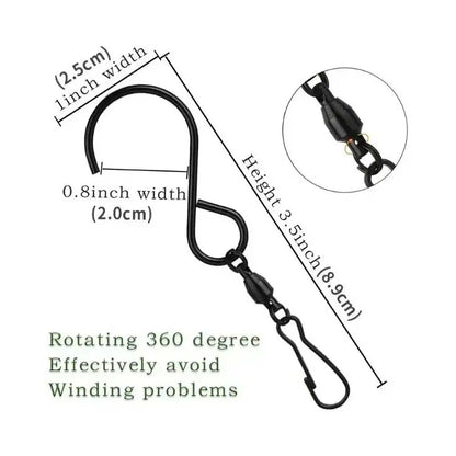 8PCS Stainless Steel S-type Wind Chime Hook can be Rotated Hook Clip Suitable for Wind Chime, Billboard, Hanging Bird Cage