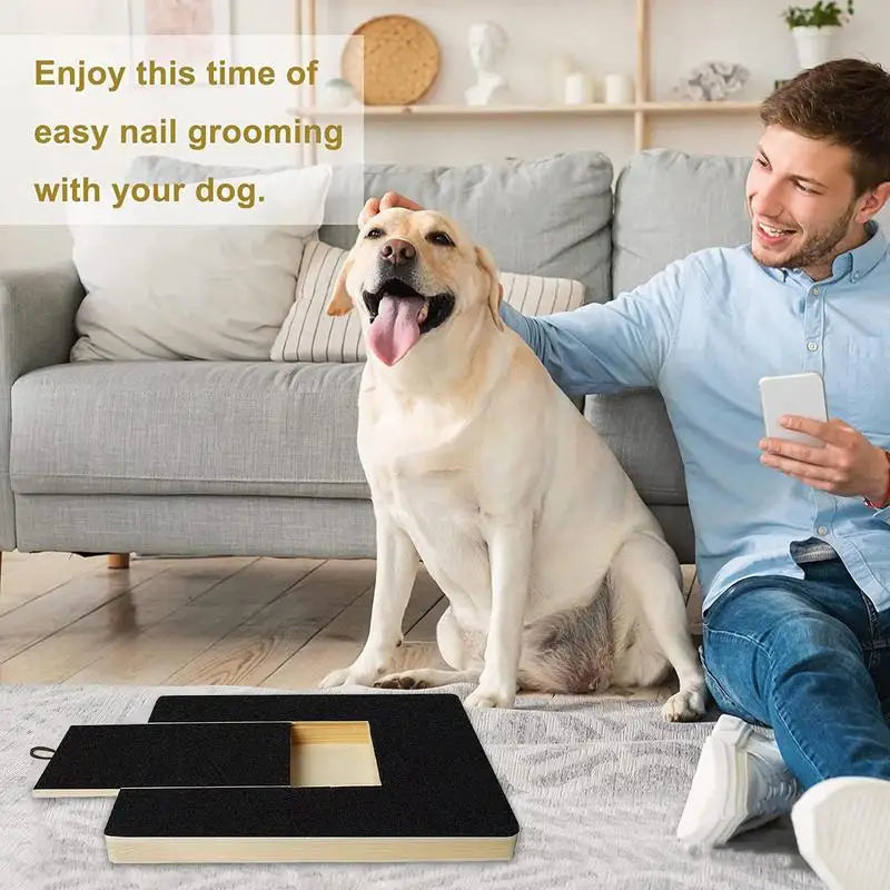 Dog Nail Scratch Board Adjustable Wooden Scratching Board with Built-in Treat Box Dog Nail File Board Self Scratcher Toy