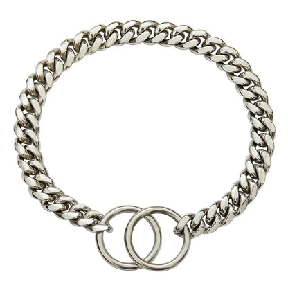 Gold Chain Dog Collar 10mm Fashion Dog Cuban Link Pet Gold Necklace Metal Puppy Jewelry Bulldog P Chain Pet Training Slip Collar