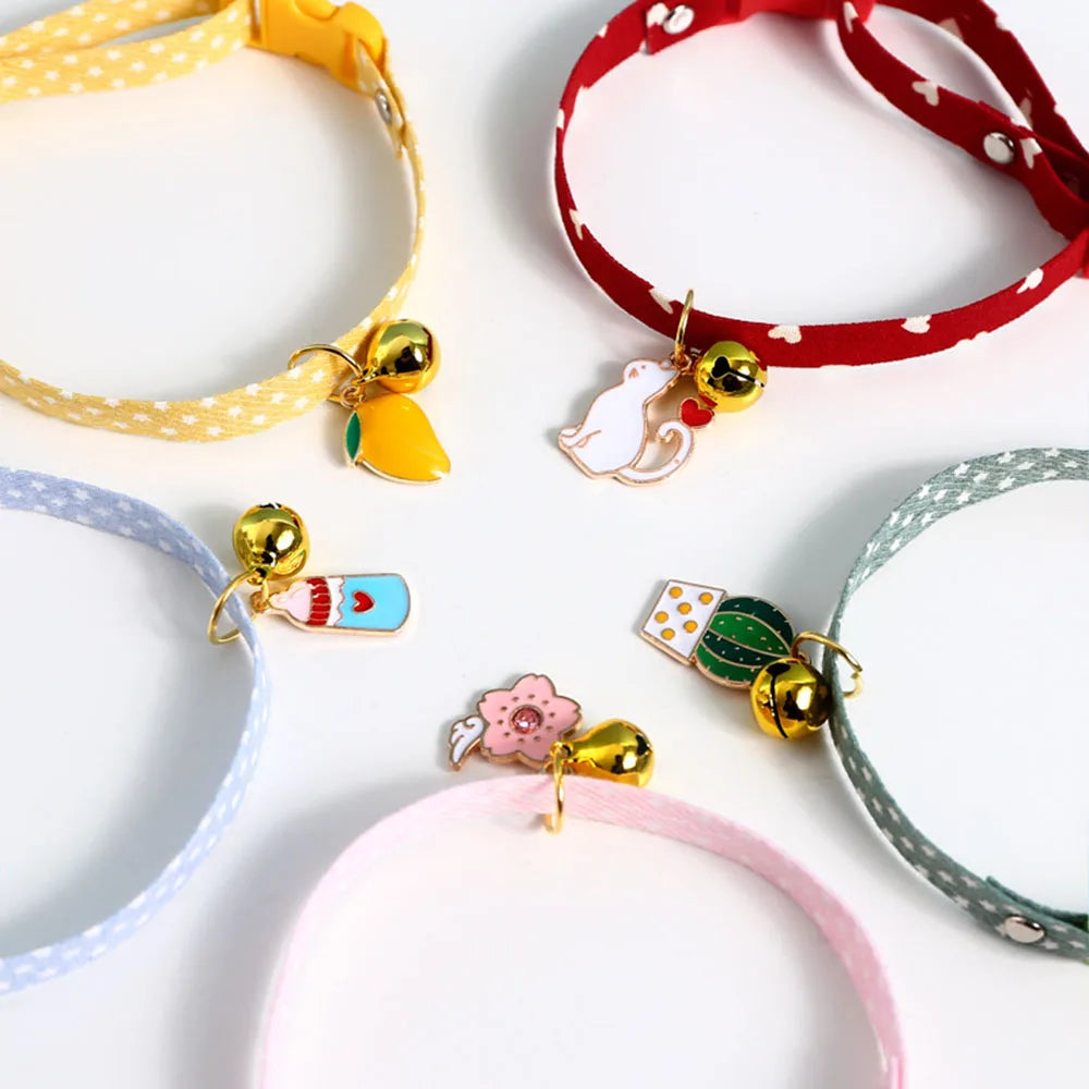 Pet Supplies Accessories for Cats Adjustable Cat Necklace for Kitten Puppy Small Dog Cat Breakaway Bell Collar with Cute Pendant