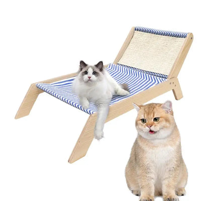 Pet Lounge Chair Portable Solid Cat Hammock Nest Beds Wooden Frame Swing Chair Multifunctional Kitten Raised Bed Cat Lounger