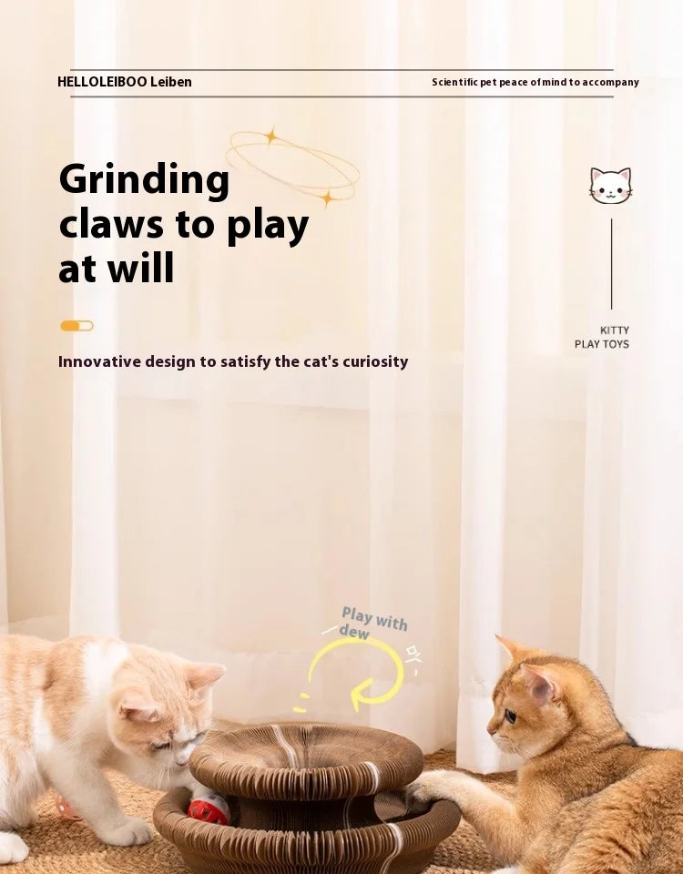 Organ cat scratch board foldable cat toy with bell for self fun and relaxation, cat scratch resistant corrugated paper, scratch