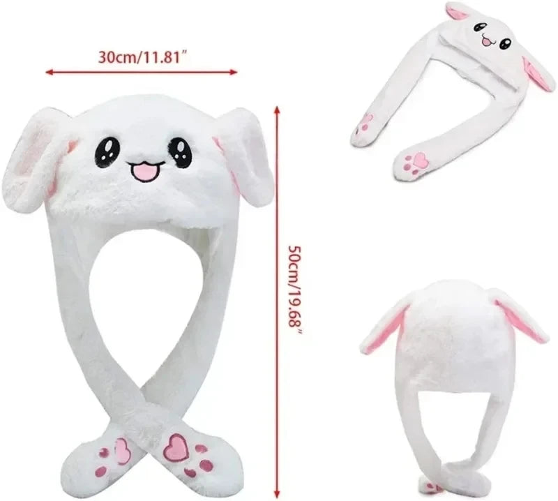Pokemon Cartoon Glowing Hat Cute Pikachu Children Plush Bunny Hat Cute Pet Bunny Ears Will Move Headband Girl New Year Gift New