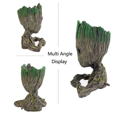 Cute Tree Man Figurine Aquarium Decoration With Air Bubble Driftwood Statue Multifunction  Fish Tank Background Ornament Shelter