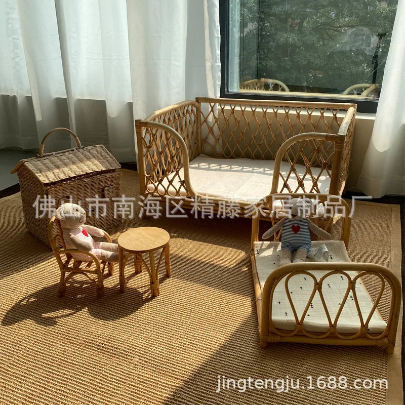 Jingjiu ins Korean real vine woven teddy kennel small bed cat kennel pet basket rattan pet bed