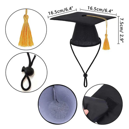 Pet Caps Dog Graduation Hats with Yellow Tassel Costumes for Dogs Cats Doctor Hat Holiday Party Apparel Dog Accessories Outfits