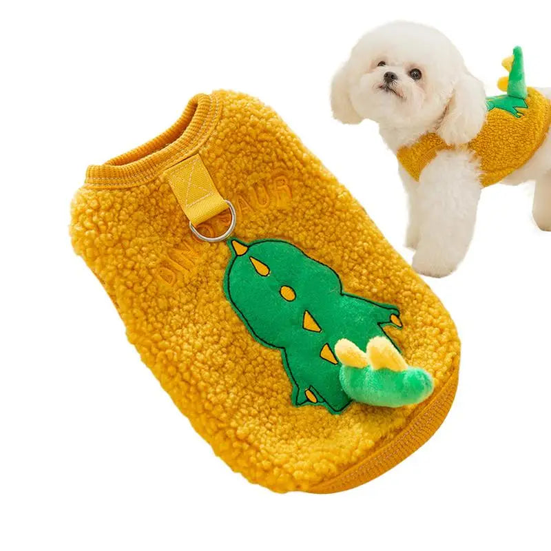 Dog Plush Vest Pullover Warm Dog Coat With Harness Ring Sleeveless Cold Weather Pet Apparel Cozy Snow Vest For Small Dogs Cats