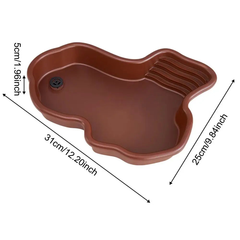 Reptile Tub Reptile Bathing Pool With Ramp And Basking Platform Aquarium Ornament For Turtle Bearded Dragon Gecko For Balcony